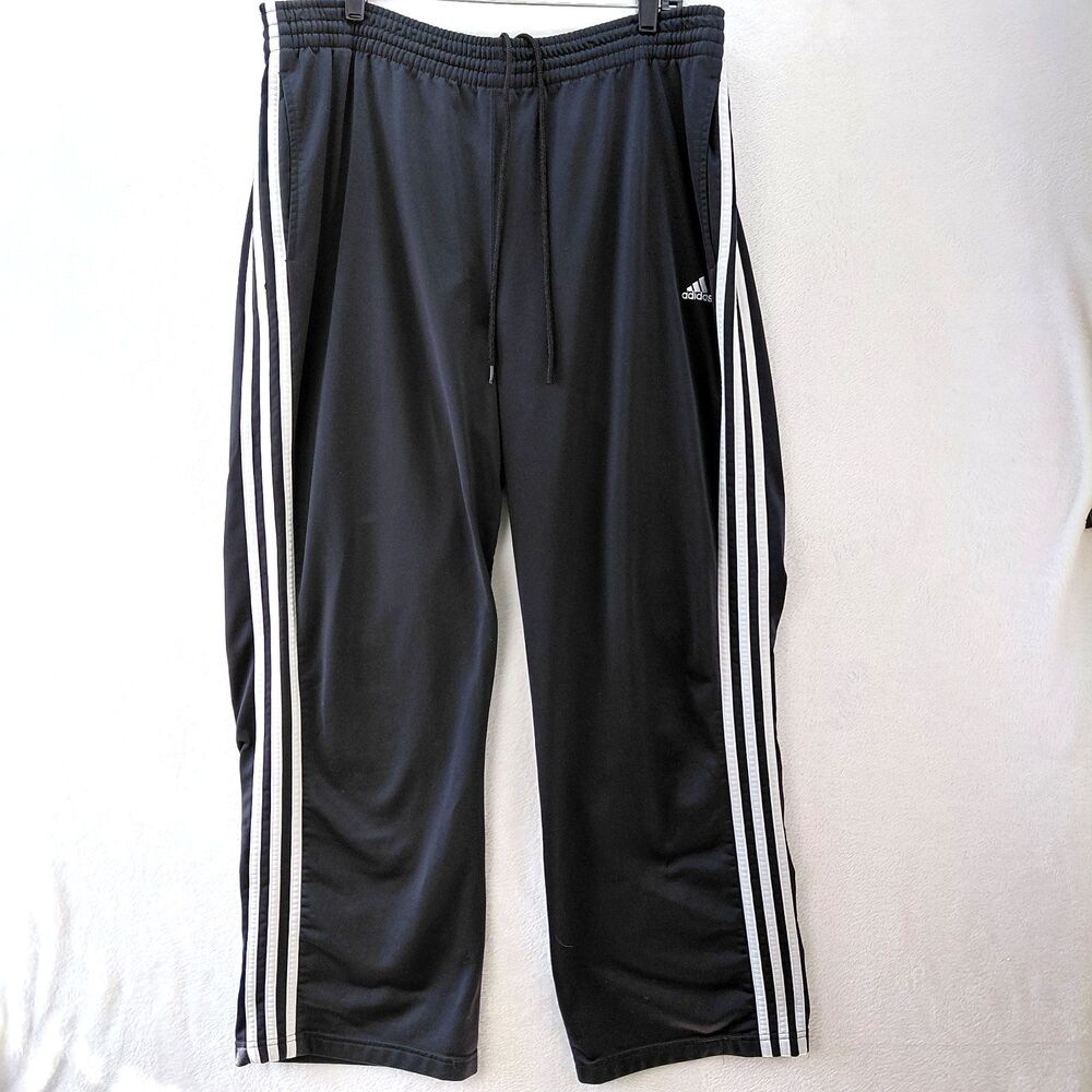 Adidas Originals Track Pants Mens L Black Trefoil Firebird 3 Stripe Y2K Hip Hop